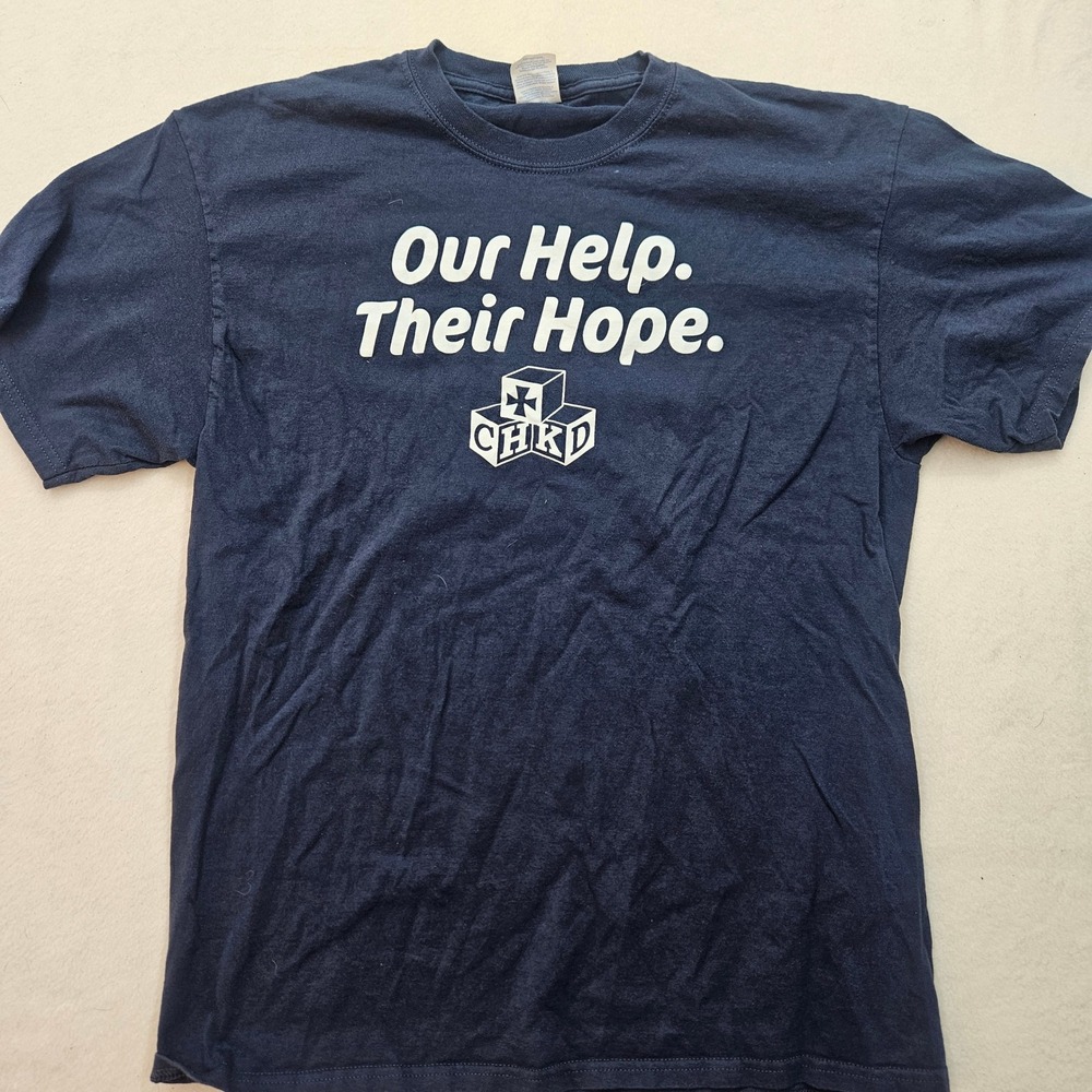 Port & Company T-Shirt Mens Large Navy Blue Excellent CHKD Charity Graphic Tee